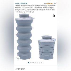 Collapsible Water Bottle 17oz Grey